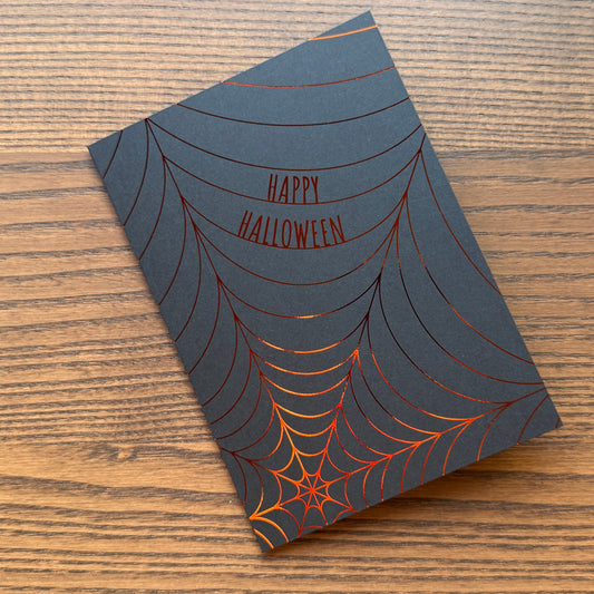 Happy Halloween Spider Web Foil Greeting Card