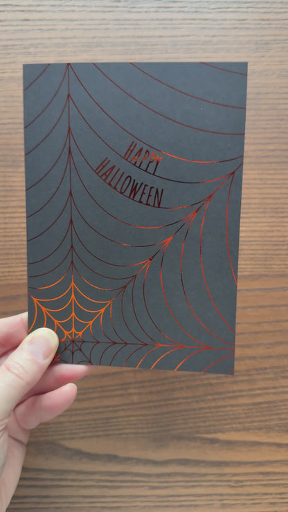 Happy Halloween Spider Web Foil Greeting Card